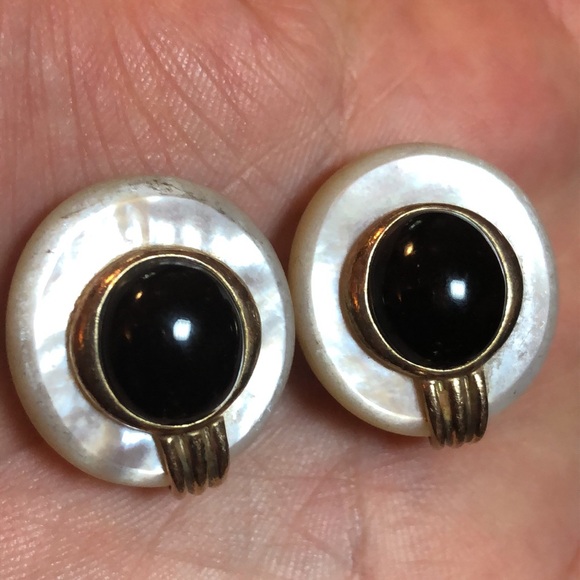 Kai Yin Lo Kylo 925 Onyx & Mother Of Pearl Clip On - Picture 3 of 14